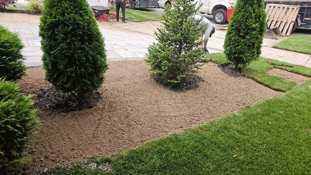 Lawn graded and topsoil prepared before sod installation in Richmond Hill
