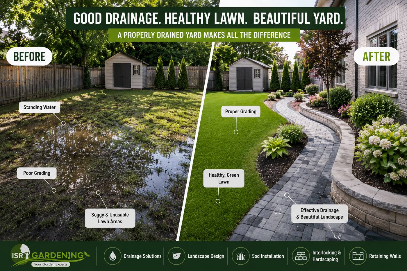 Yard Drainage Solutions Markham | Fix Standing Water - ISR Gardening Inc