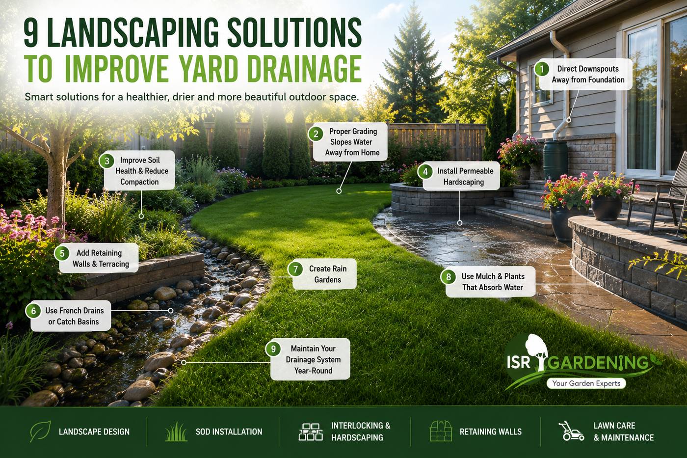 Yard Drainage Solutions Markham | Fix Standing Water - ISR Gardening Inc